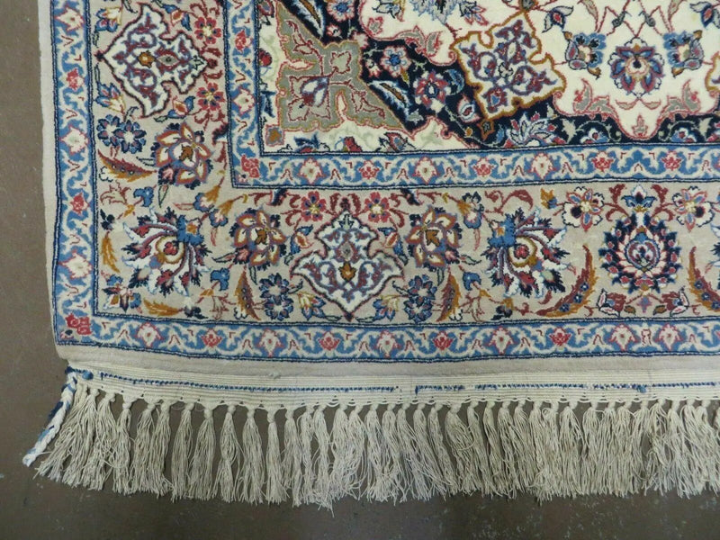 Persian Isfahan Rug 3x6, Fine 650 KPSI, Hand Knotted, Ivory by Jewel Rugs