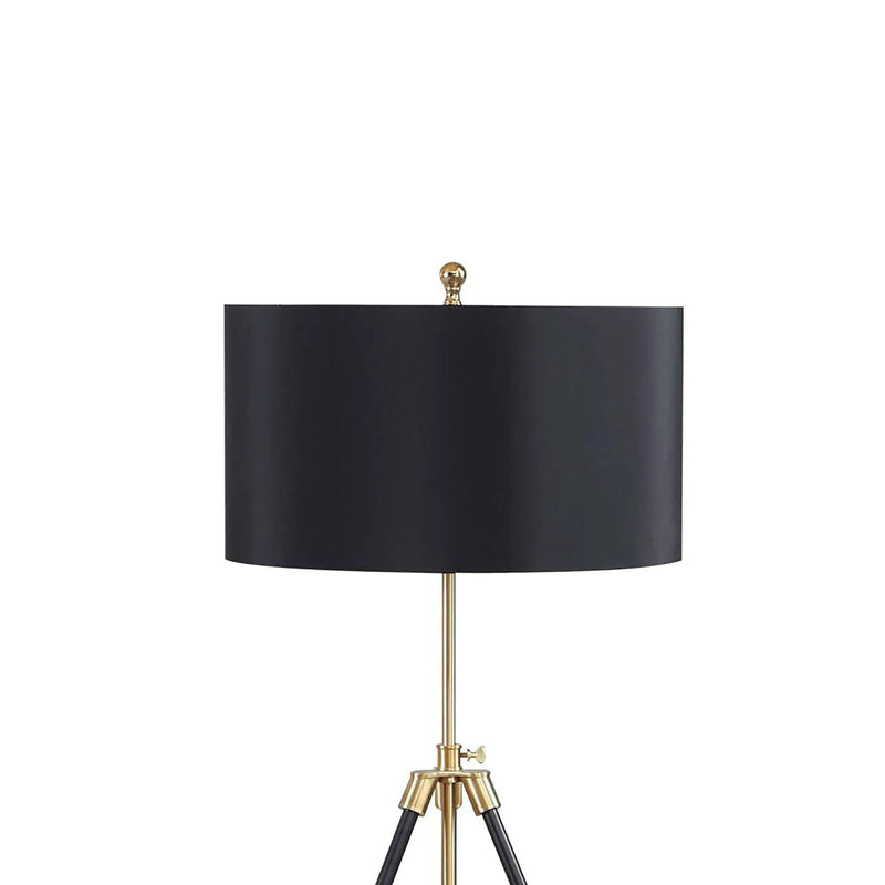 Tripod Drum Shade Floor Lamp With Rotary Switch - Black by HouseOfZazla