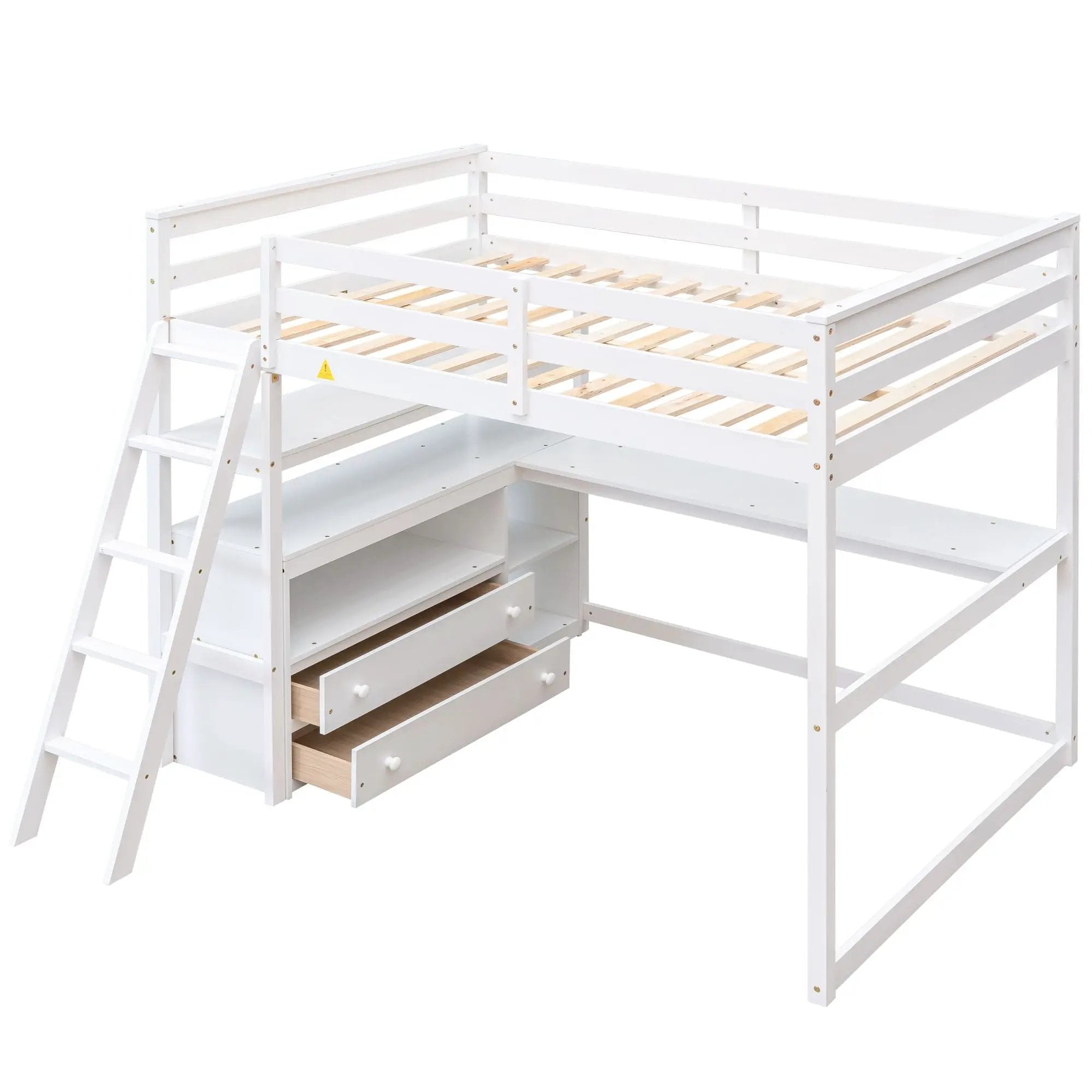Modern Loft Bed With Built In Desk, Shelves, And 2 Drawers by Unique Piece Furniture