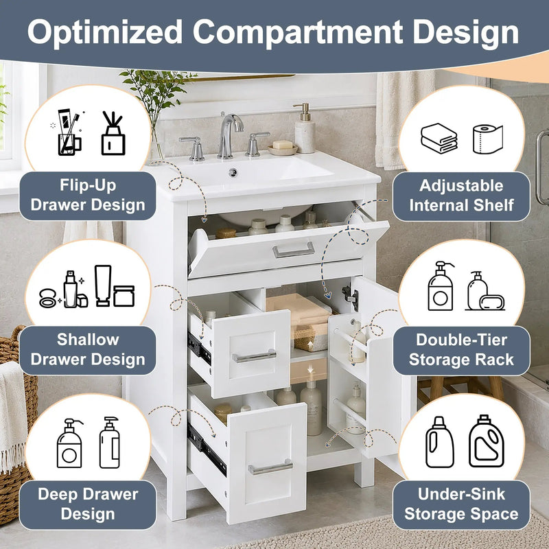 24 Inch Bathroom Vanity with Ceramic Sink by HouseOfZazla