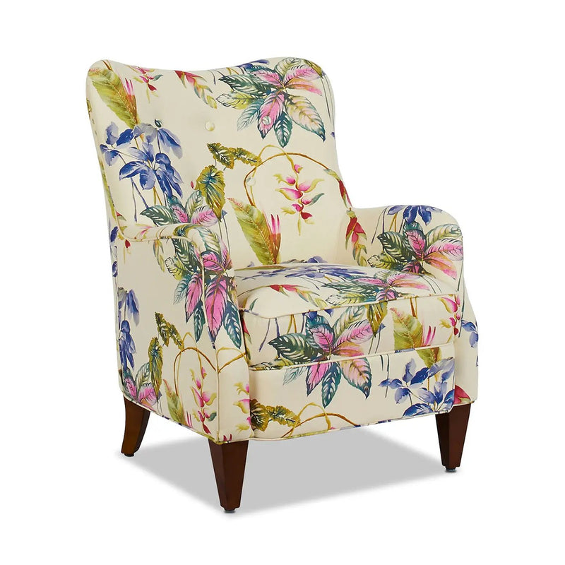 Paradise Upholstered Arm Chair, Off-White/Floral Printed On Cotton by HouseOfZazla