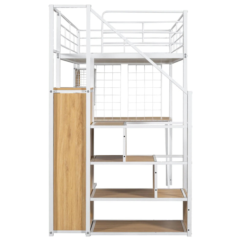Loft Bed With Built In Work Station, Wardrobe, Storage Staircase And LED