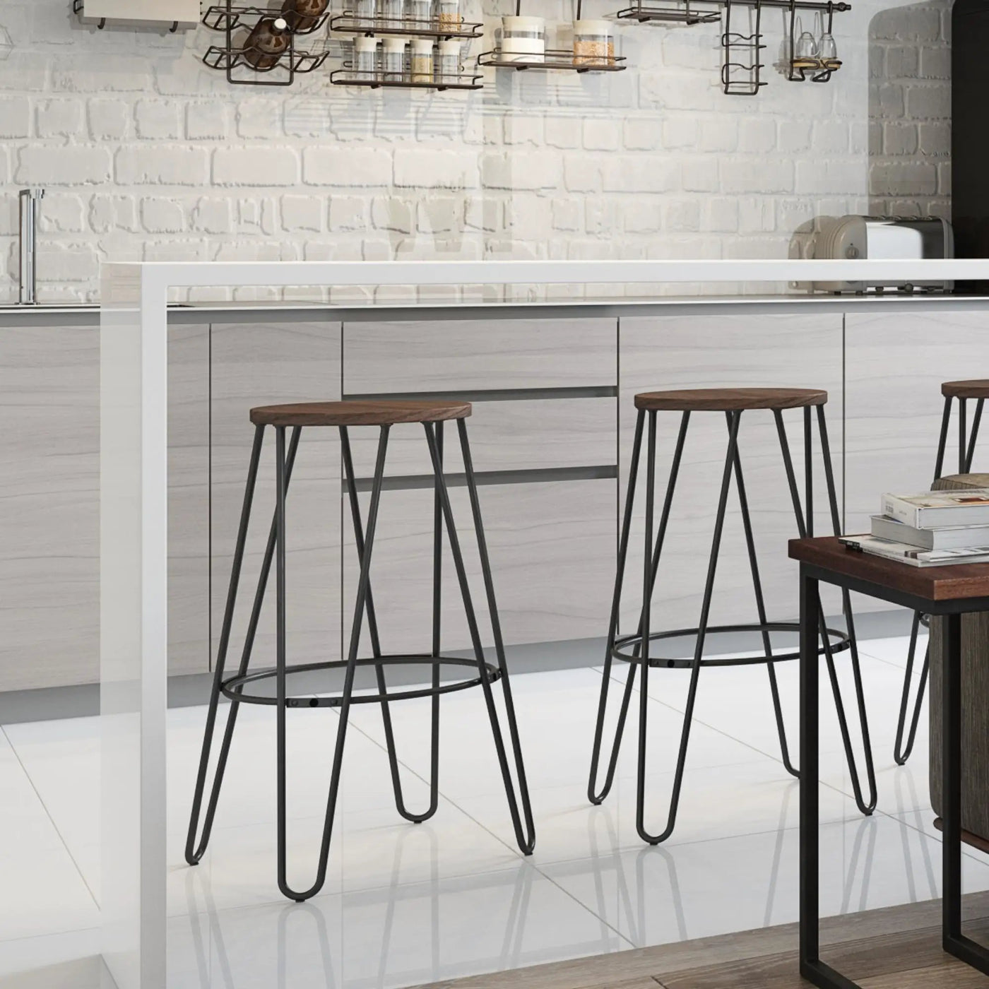 Simeon - Multifunctional Metal Stool With Wood Seat by HouseOfZazla