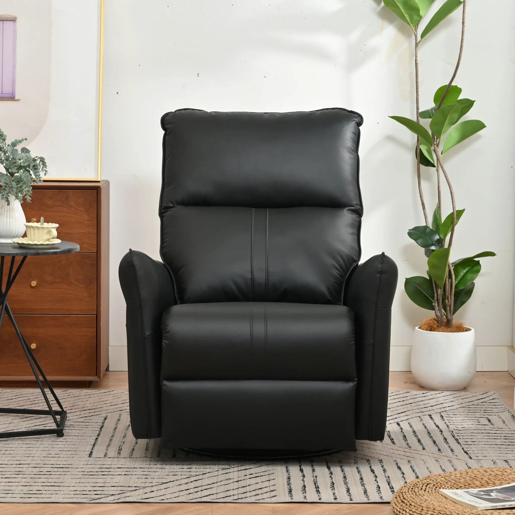 360° Modern Small Rocking Swivel Recliner Chair With Side Pocket by Unique Piece Furniture