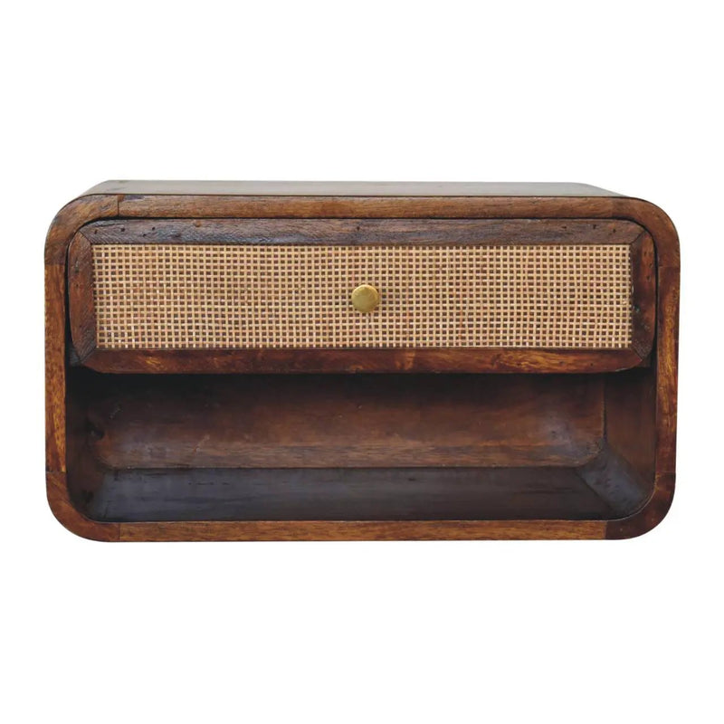 Wall Mounted Open Woven Bedside Table - Chestnut by HouseOfZazla