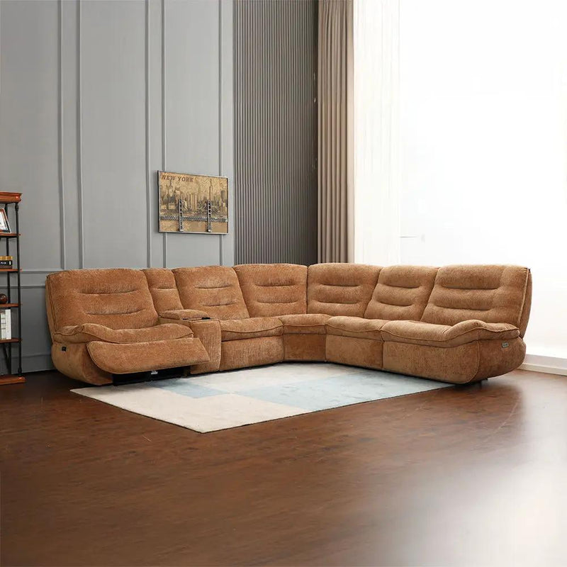 Emmy - Power Motion Sectional Sofa - Orange Chenille by Unique Piece Furniture