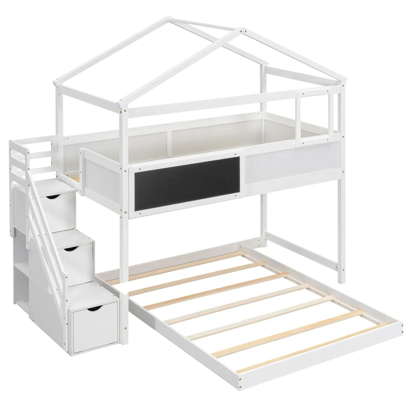 House Style Bunk Bed With Storage Staircase And board by HouseOfZazla
