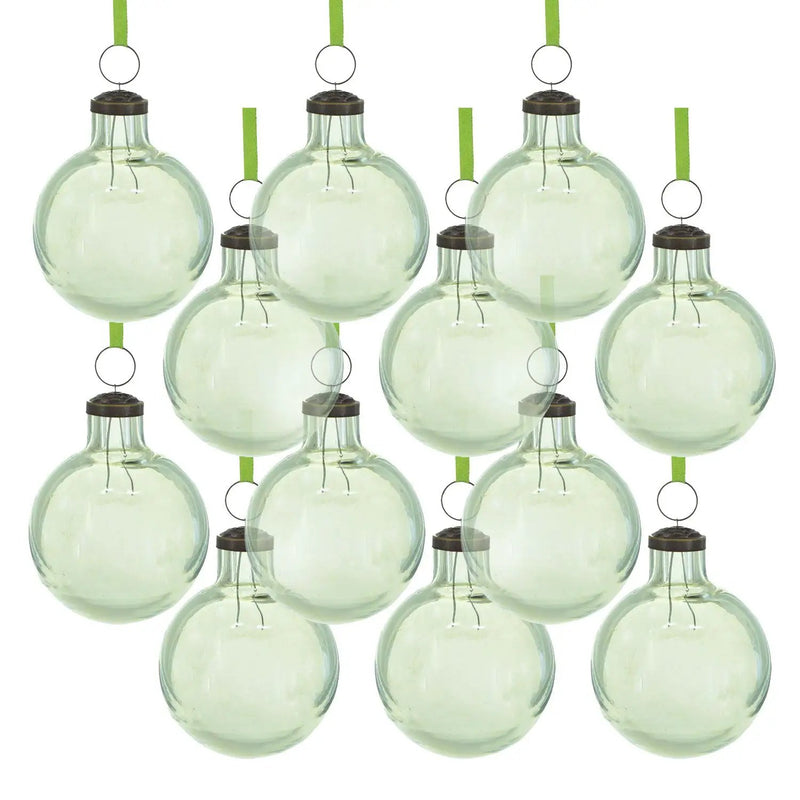 Long Neck Ball Ornaments, Glass Decorative Hanging Ball Christmas Tree Ornaments For Holiday Party Decorations (Set of 12) - Green by Unique Piece Furniture