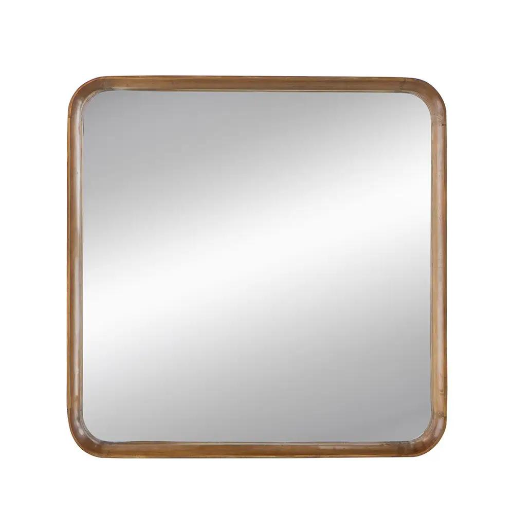 Square Mirror With Wood Frame, Wall Mirror For Living Room Bathroom Entryway - Brown by Unique Piece Furniture