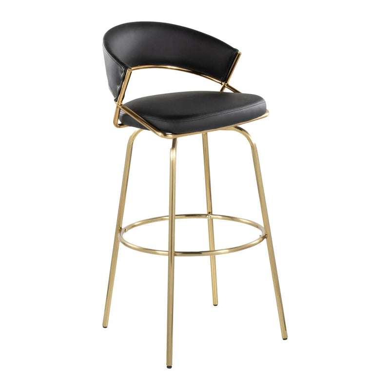 Jie - Fixed Height Contemporary Barstool With Swivel With Round Footrest (Set of 2) by Unique Piece Furniture