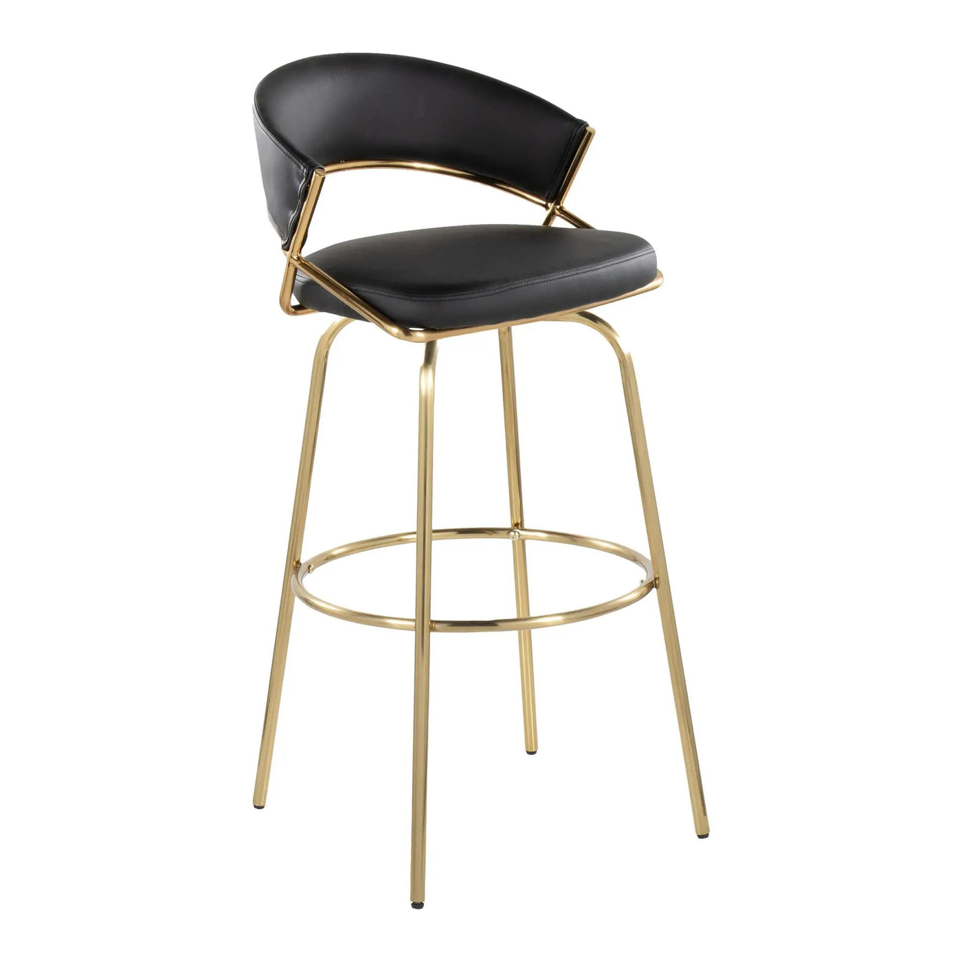 Jie - Fixed Height Contemporary Barstool With Swivel With Round Footrest (Set of 2) by HouseOfZazla