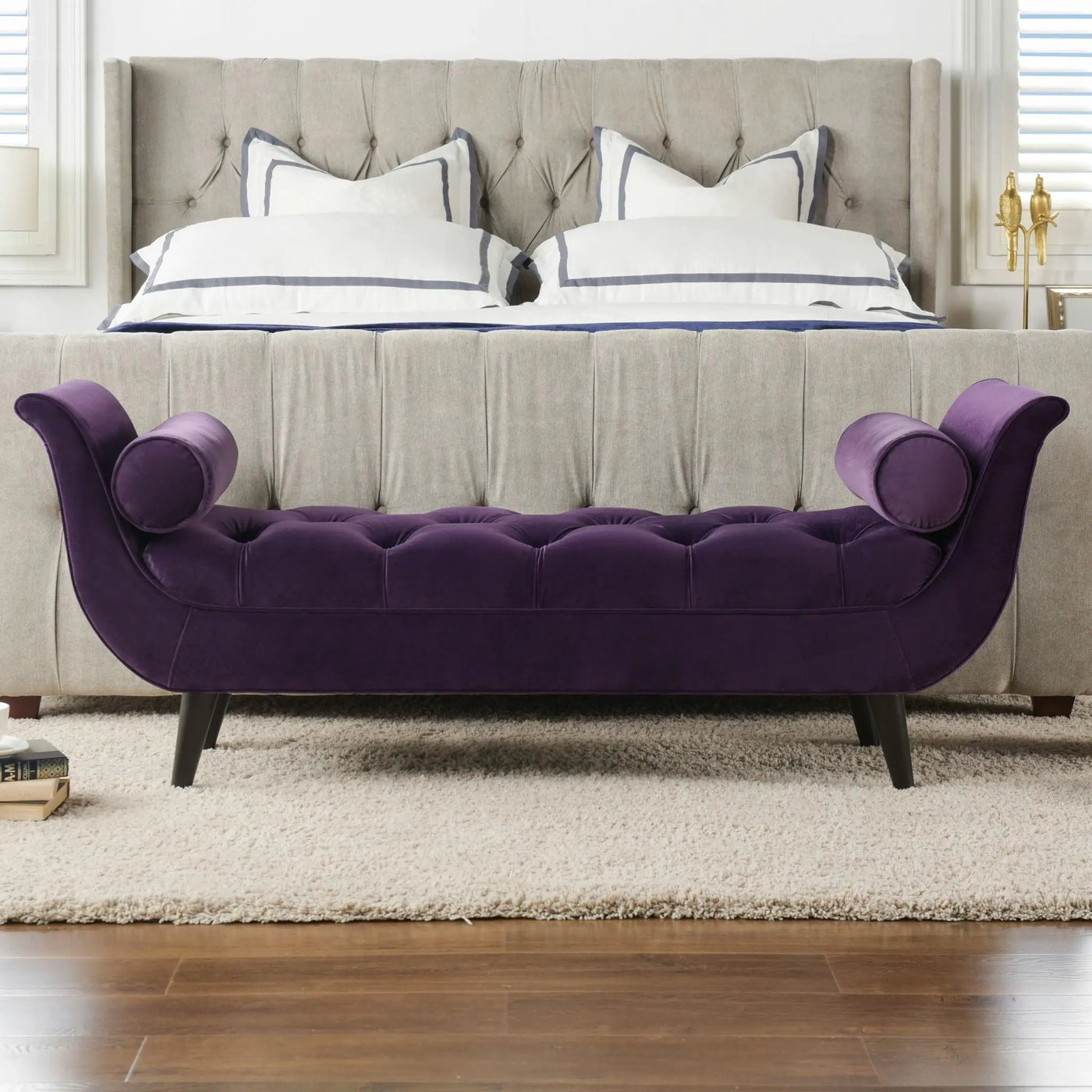 Alma - Tufted Flared Arm Entryway Bench by HouseOfZazla