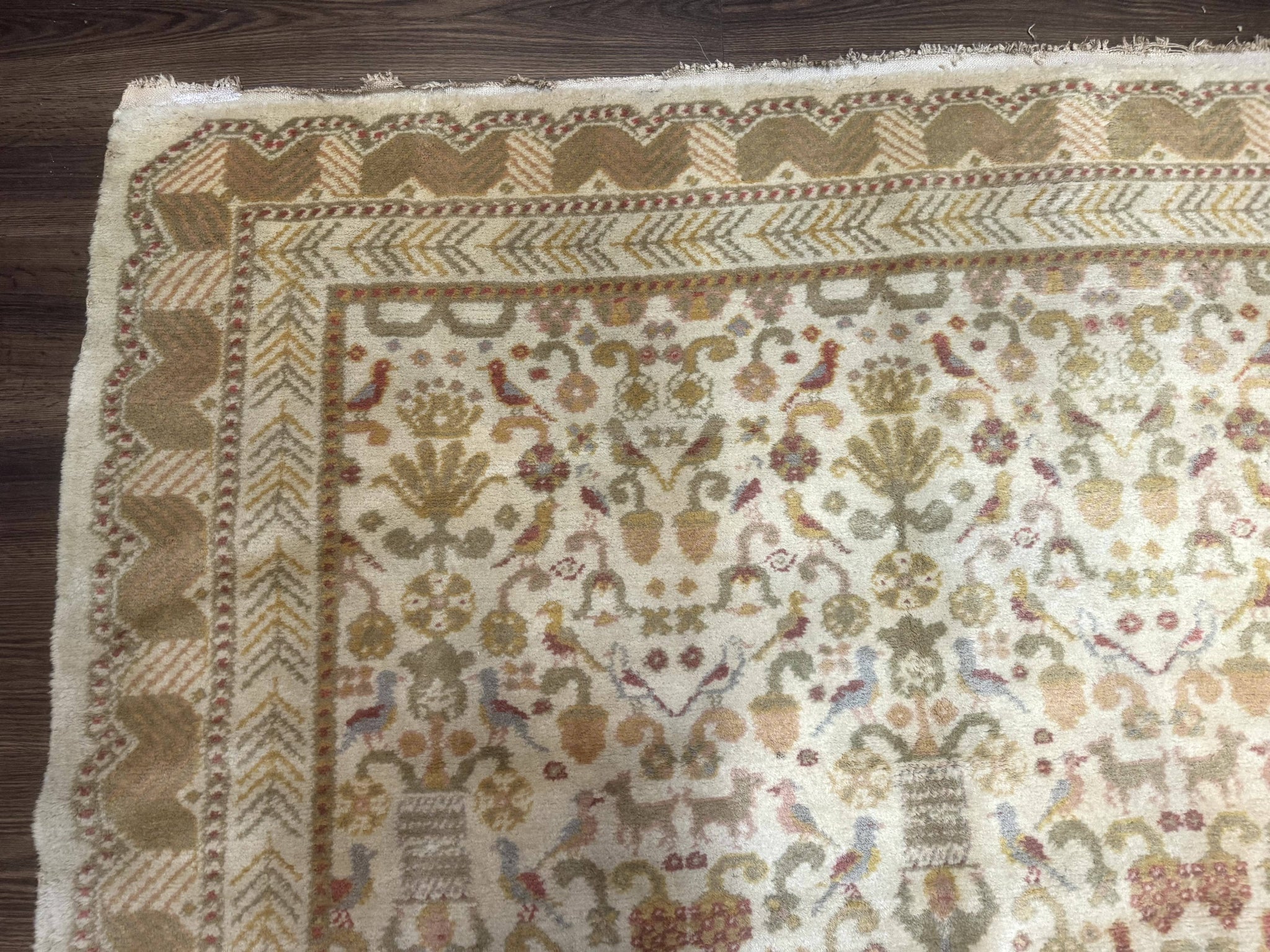 Large Spanish Portuguese Rug 9x15, Beige, Vintage, Allover Pattern, Wool by Jewel Rugs