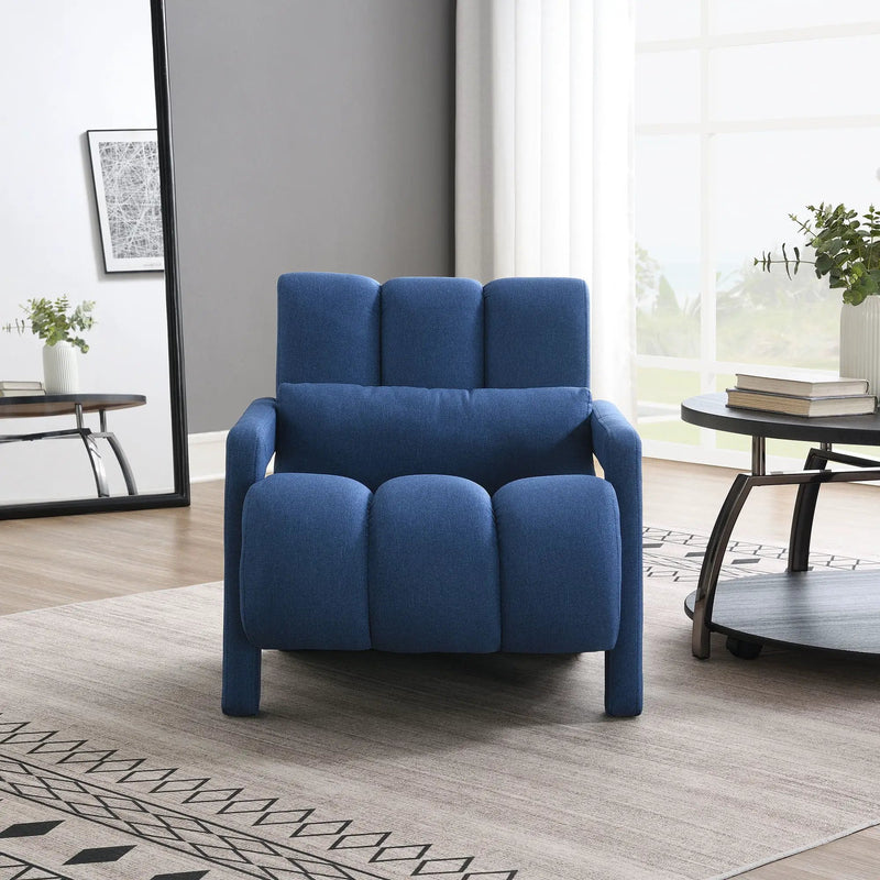 Upholstered Accent Chair With Pillow, Designed For Living Room - Navy Blue by HouseOfZazla