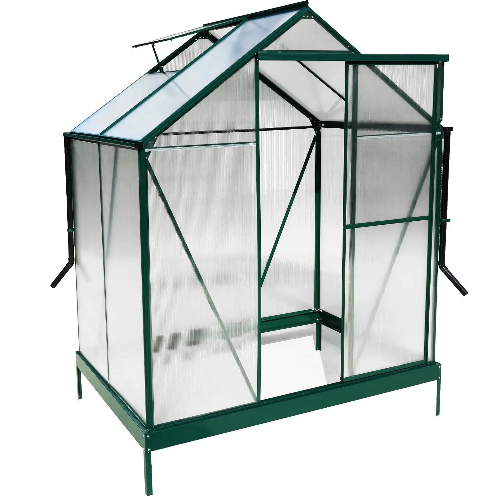 Polycarbonate house, Heavy Duty Outdoor Aluminum Walk-In House Kit With Rain Gutter, Vent And Door For Backyard Garden by HouseOfZazla