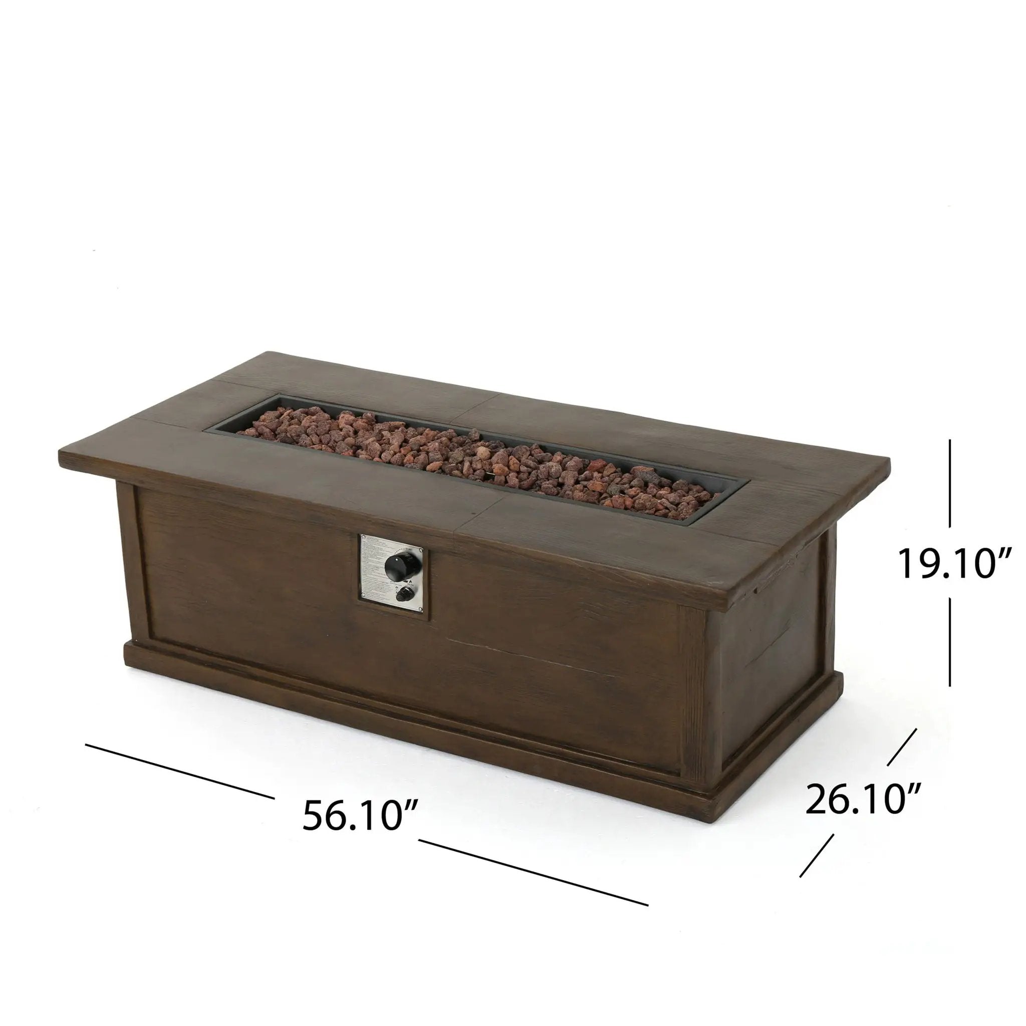 Transitional Rectangular Outdoor Propane Fire Pit With 50,000 BTU by HouseOfZazla