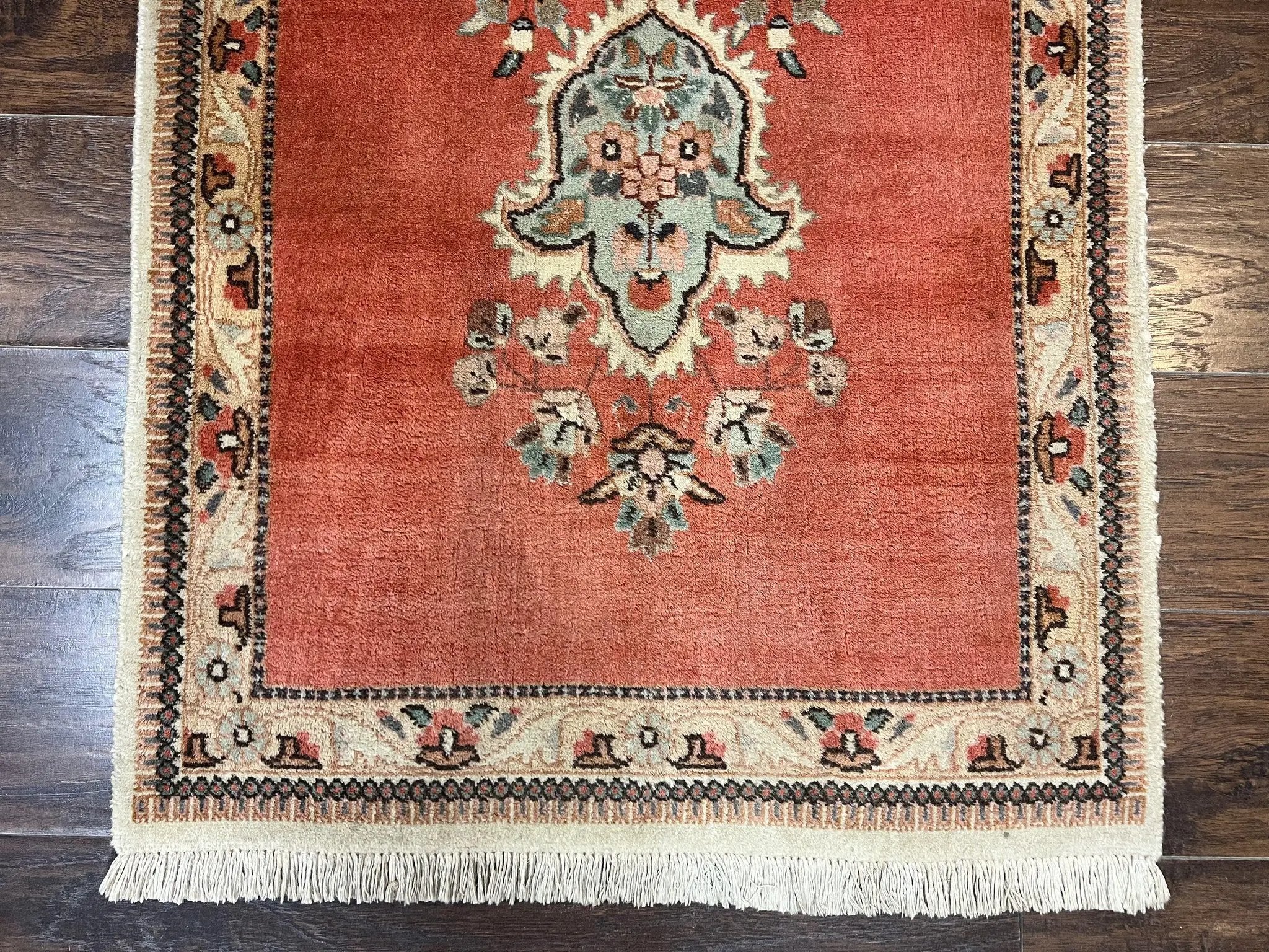 Persian Tabriz Runner Rug 3 x 12, Open Field, Terracotta by Jewel Rugs