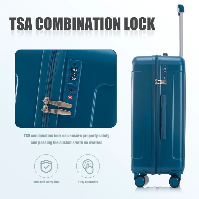 3-Piece ABS Spinner Wheel Luggage Set 20"/24"/28" Dark Blue by HouseOfZazla