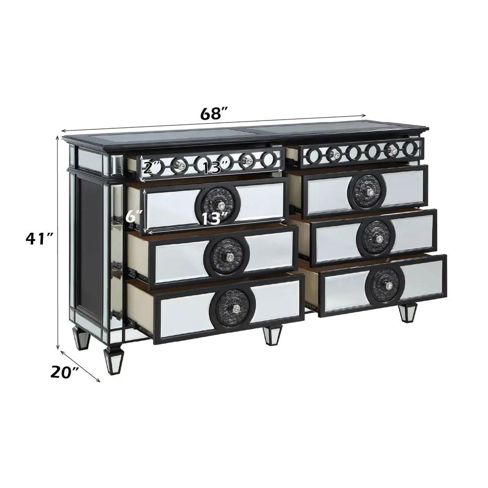 Varian II - Dresser - Mirrored, Black & Sliver by Unique Piece Furniture