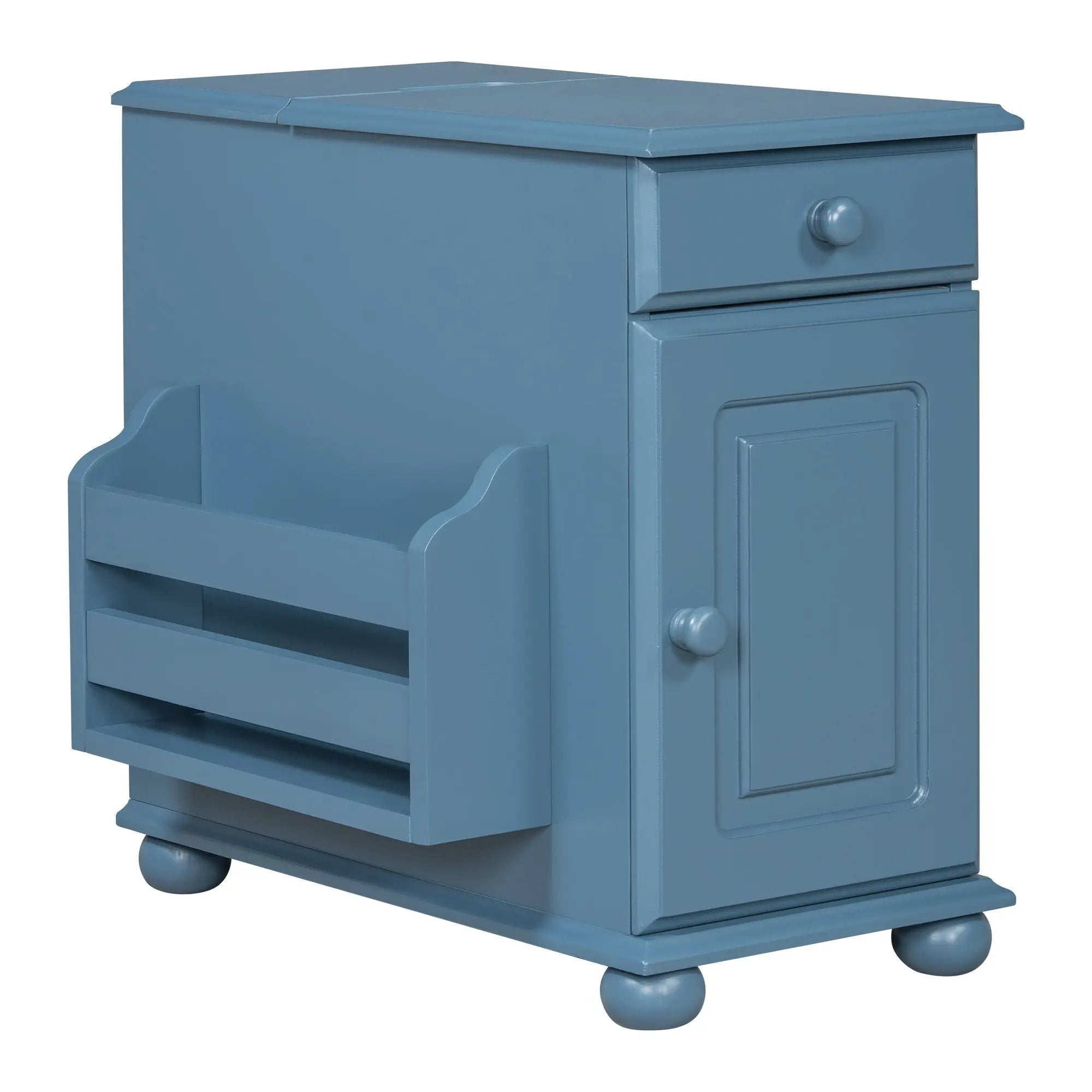 Vintage Flip Top Side Table With USB Ports by HouseOfZazla