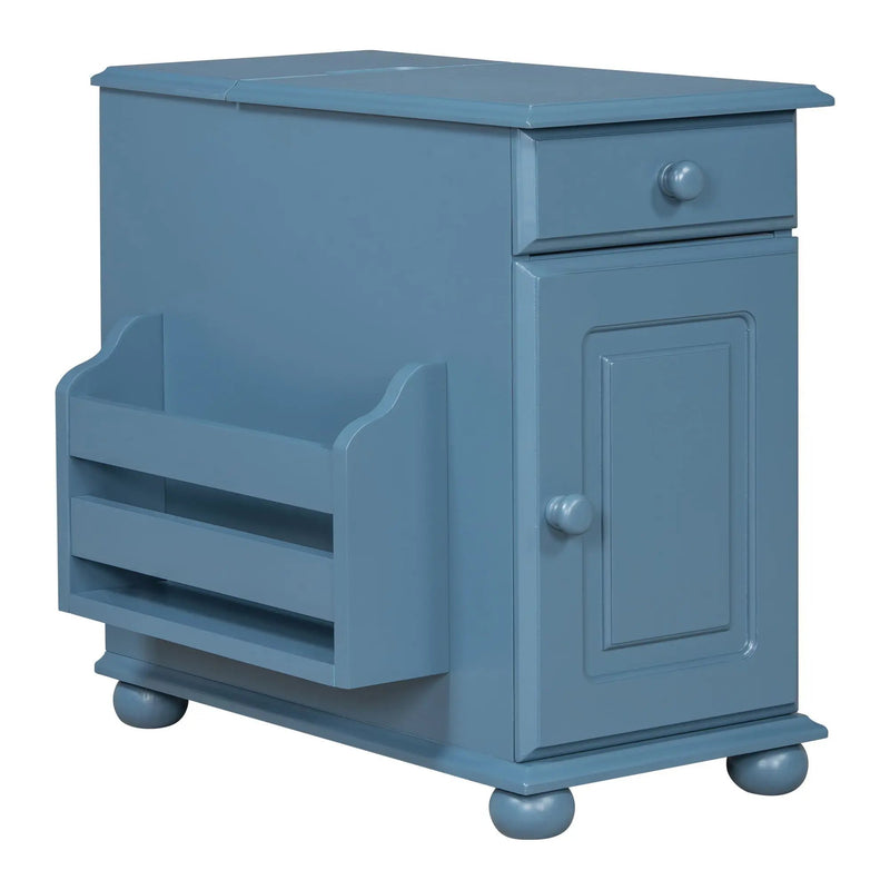 Vintage Flip Top Side Table With USB Ports by HouseOfZazla