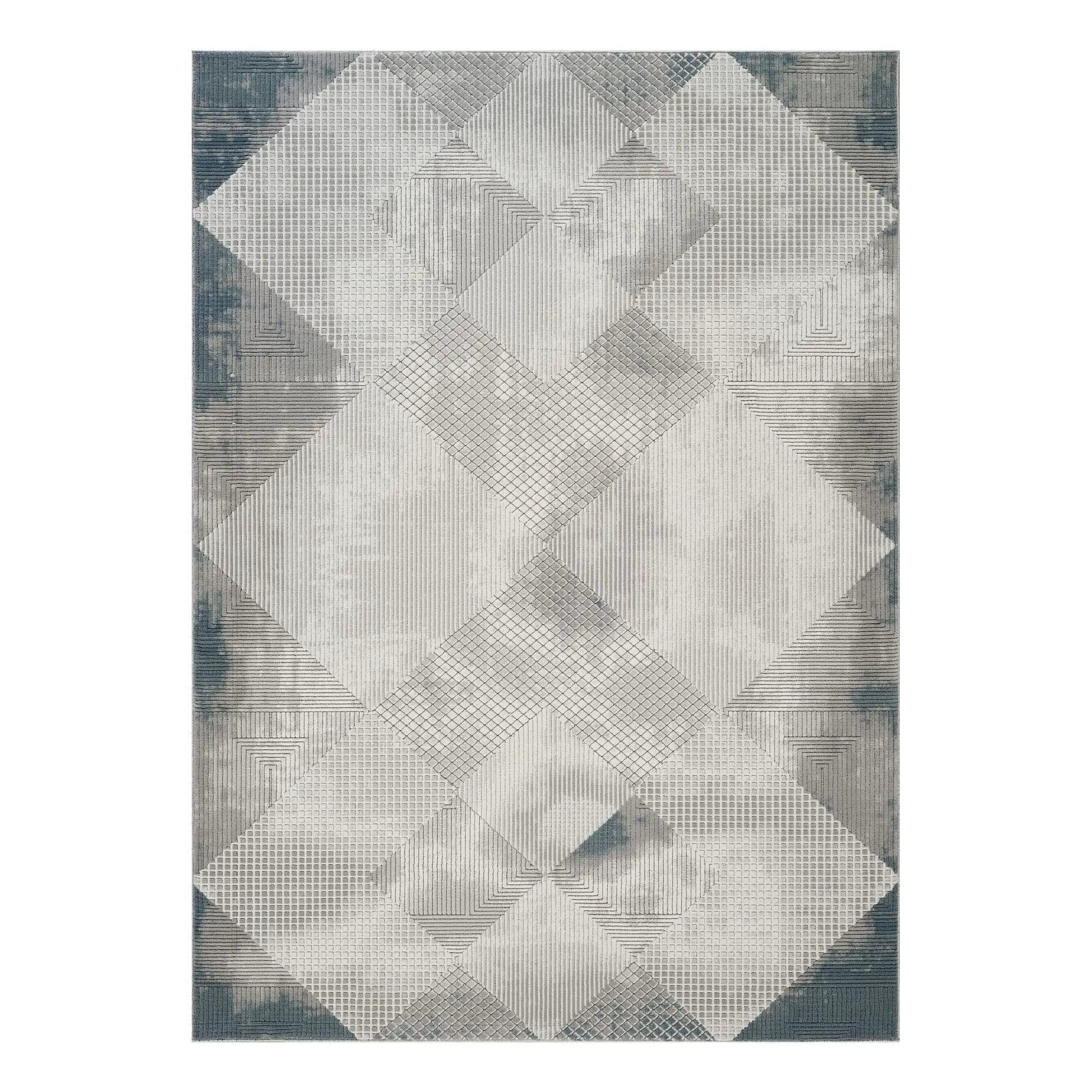 Geometrix - 5'3" X 7'3" Area Rug With Geometric, 3D Effect - Gray / Ivory by HouseOfZazla