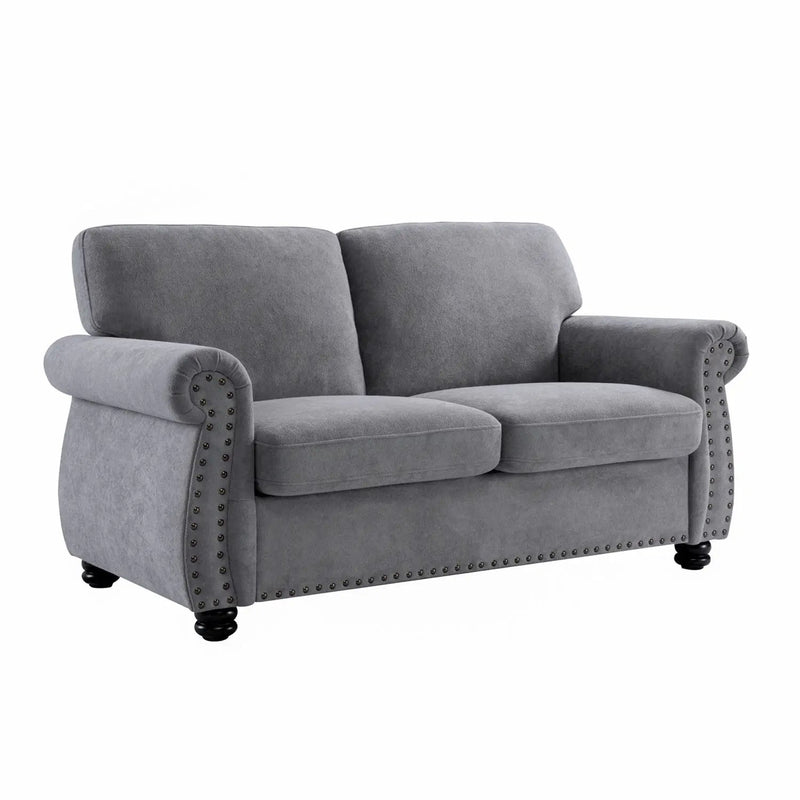 Soft Loveseat, Upholstered 2 Seater Couch, Loose Back Cushions And Turned Legs by Unique Piece Furniture