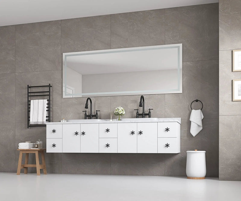 96 x 36 Inch LED Bathroom Mirror with Front and Backlight by HouseOfZazla