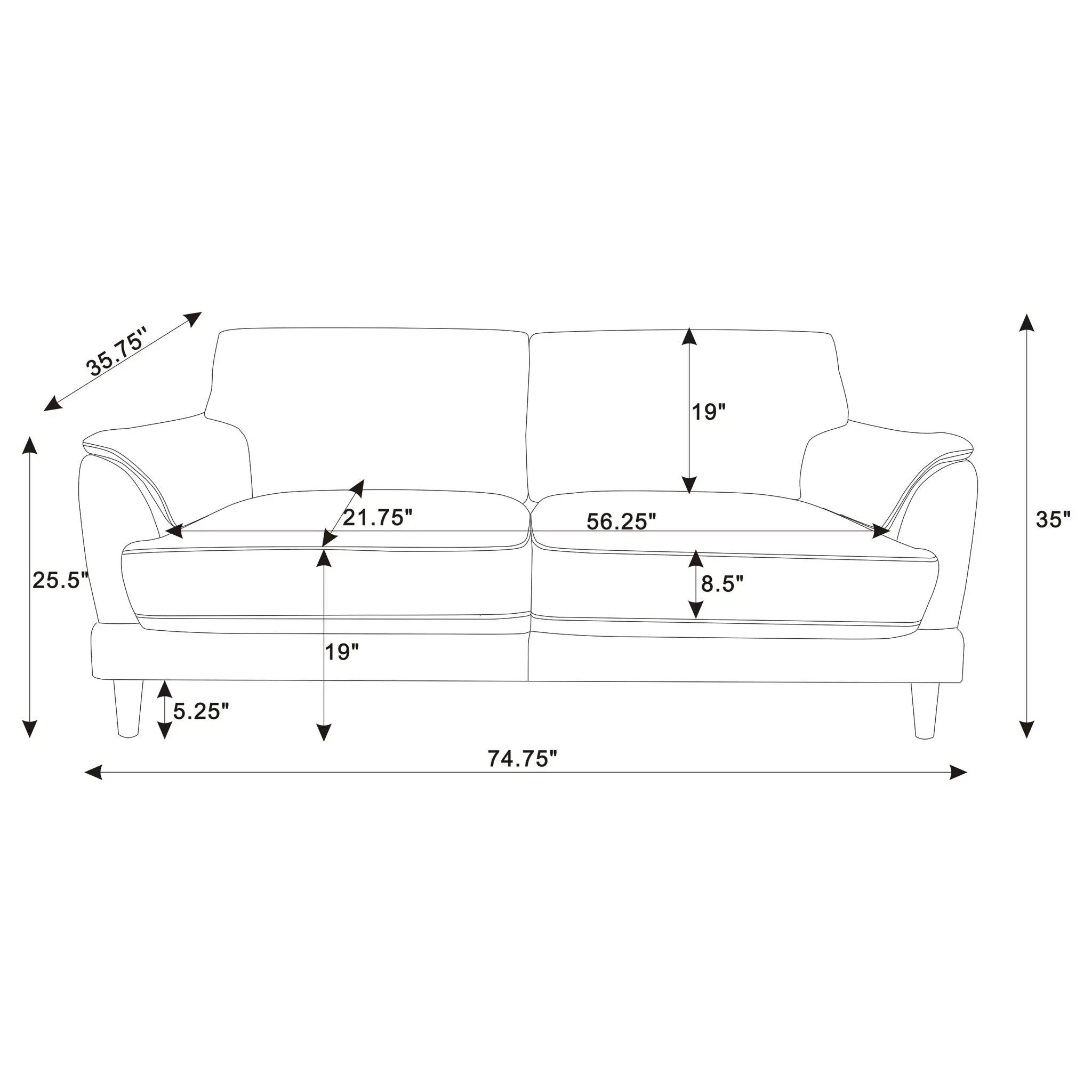 Dania - 2 Piece Upholstered Crescent Arm Sofa Set - Rust by HouseOfZazla