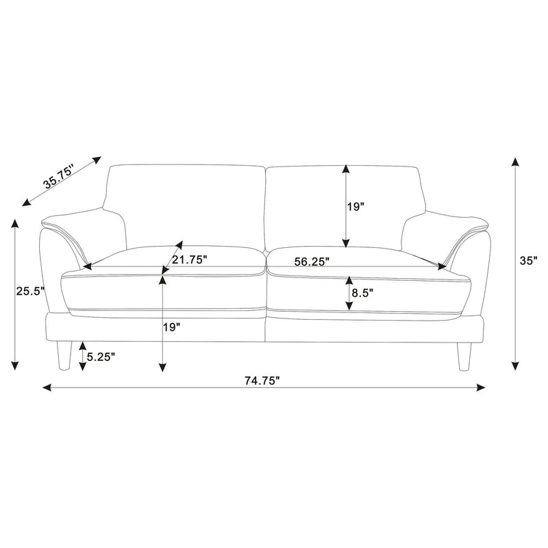 Dania - 2 Piece Upholstered Crescent Arm Sofa Set - Rust by HouseOfZazla