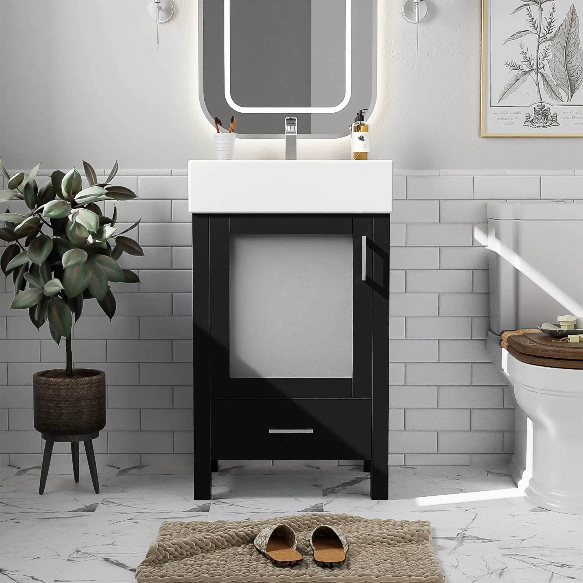 Bathroom Vanity With Ceramic Sink And Ample Storage, Ideal For Small Bathrooms by HouseOfZazla