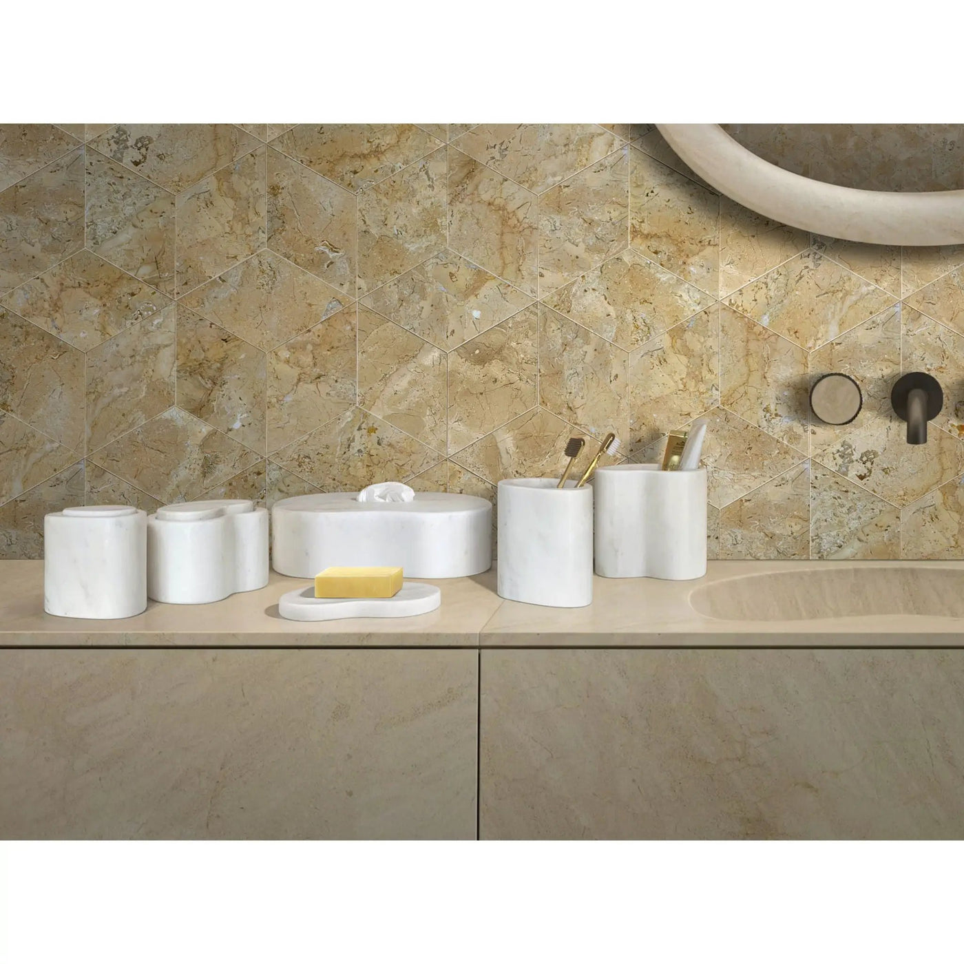 Elegant Natural Marble Bathroom Accessories Set by HouseOfZazla