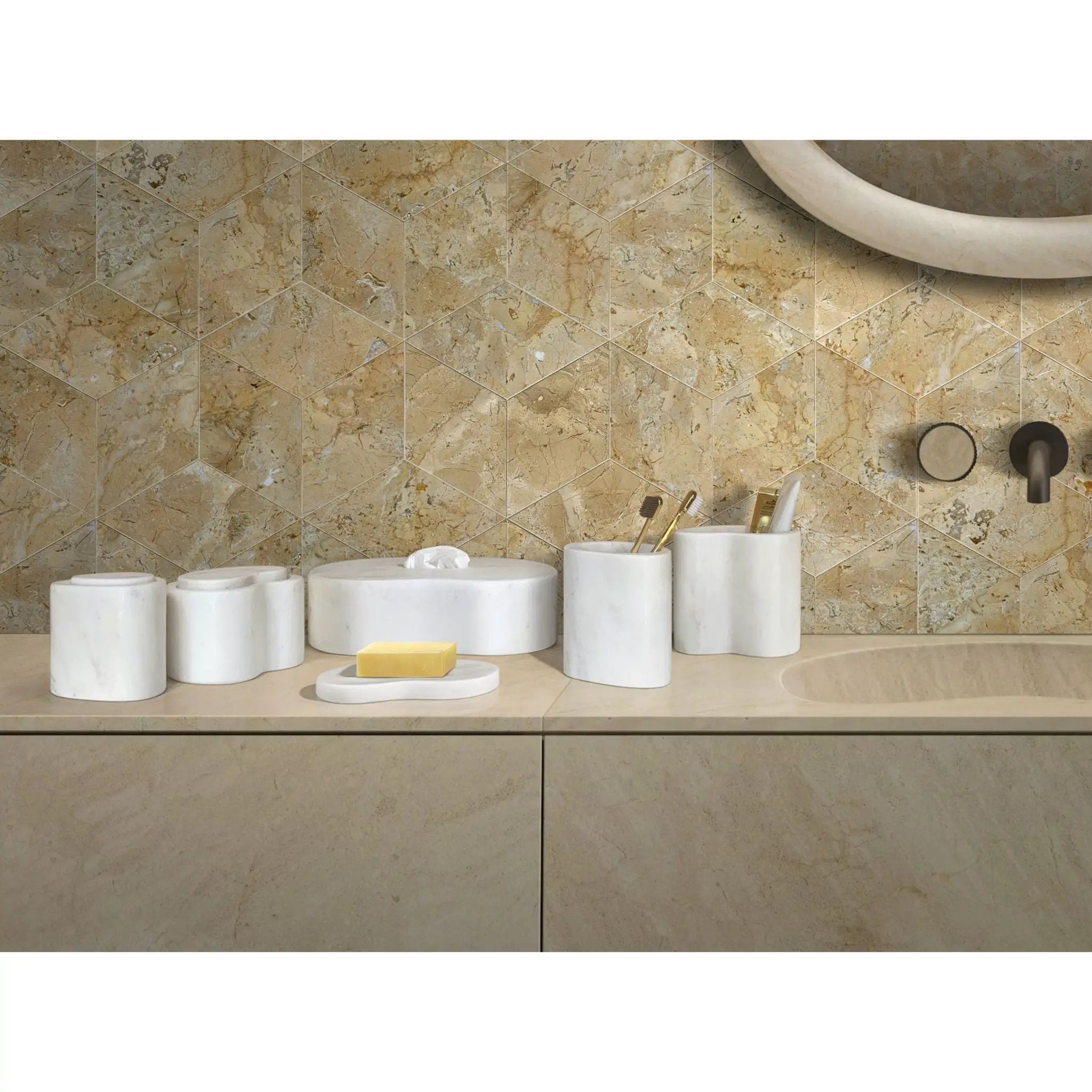 Elegant Natural Marble Bathroom Accessories Set by HouseOfZazla