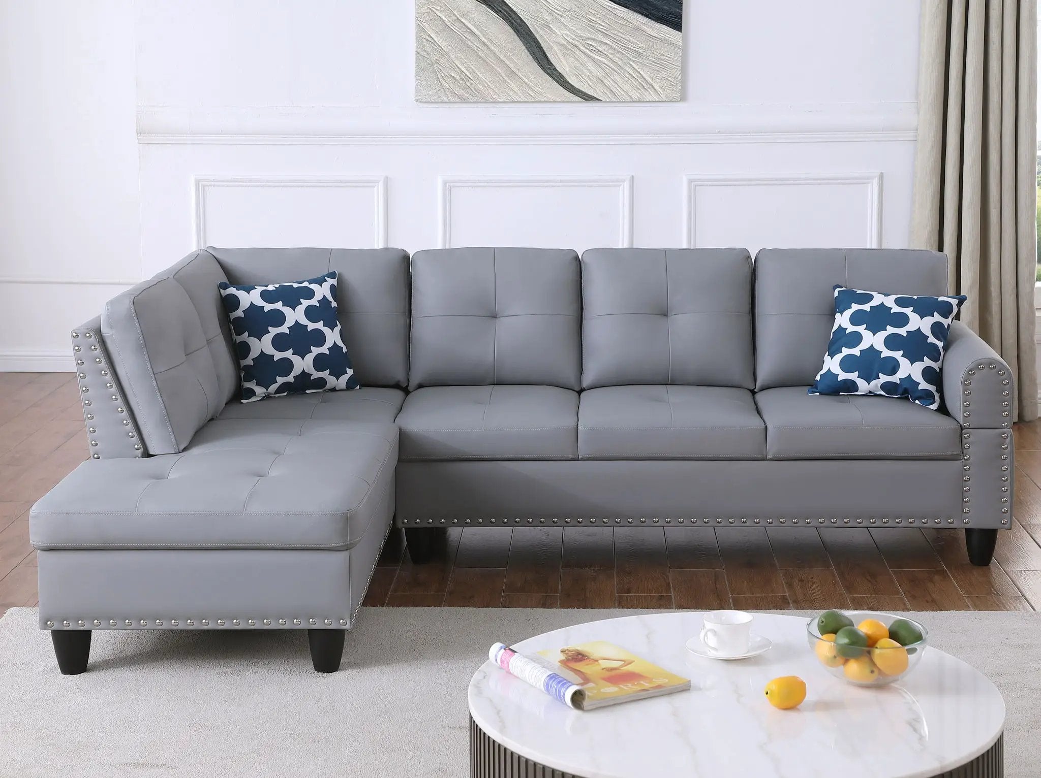 Irine - Sectional Sofa With Ottoman - Gray by Unique Piece Furniture