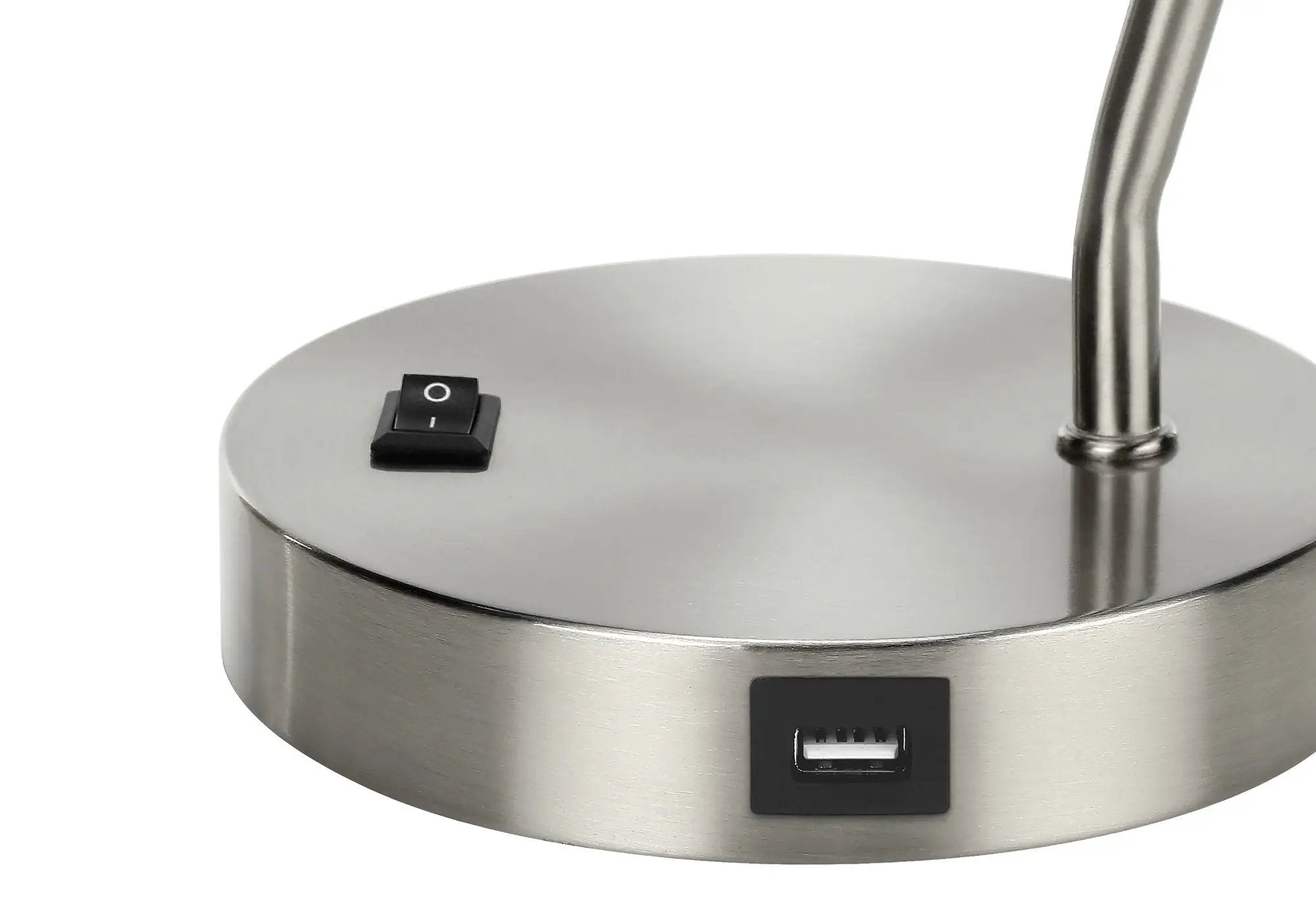 Lighting, Table Lamp, USB Port Included, Nickel Metal, Nickel Shade, Modern - Silver by HouseOfZazla