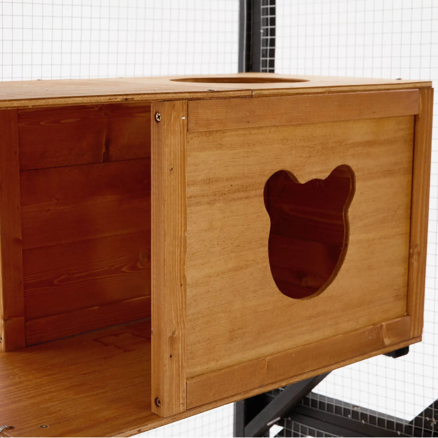 Outdoor Cat Enclosure With Sleeping Houses, Jumping Platforms, Scratching Post by HouseOfZazla