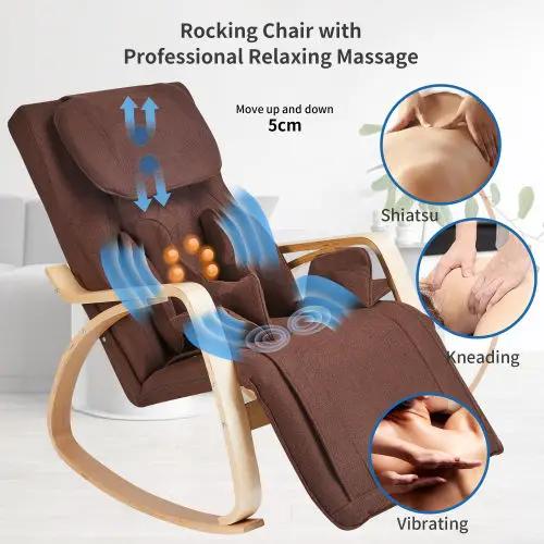 Full Massage Function Air Pressure Comfortable Relax Rocking Chair, Lounge Chair Relax Chair - Brown by Unique Piece Furniture