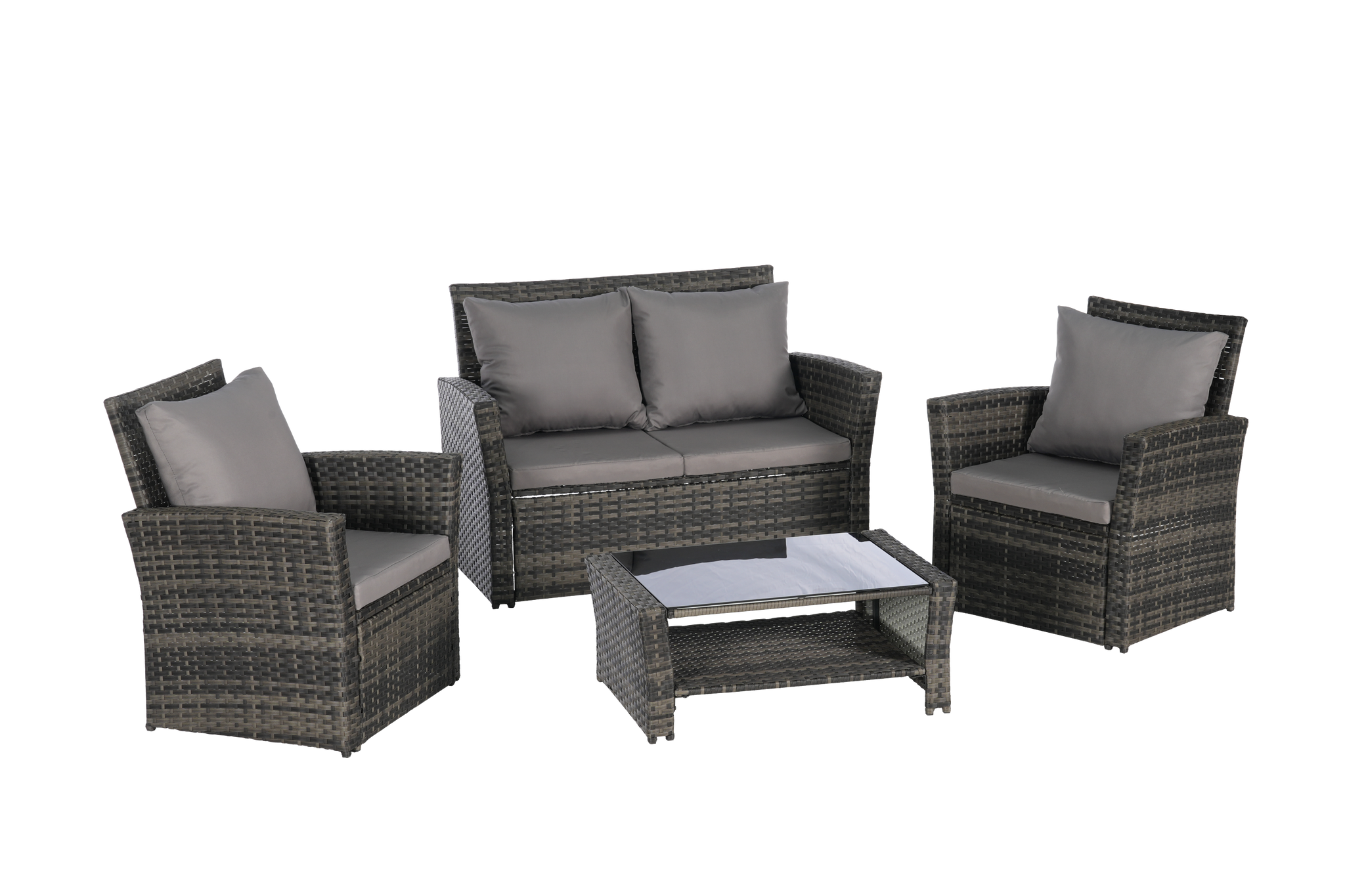 4 Pieces Outdoor Patio Furniture Sets Garden Rattan Chair Wicker Set by HouseOfZazla