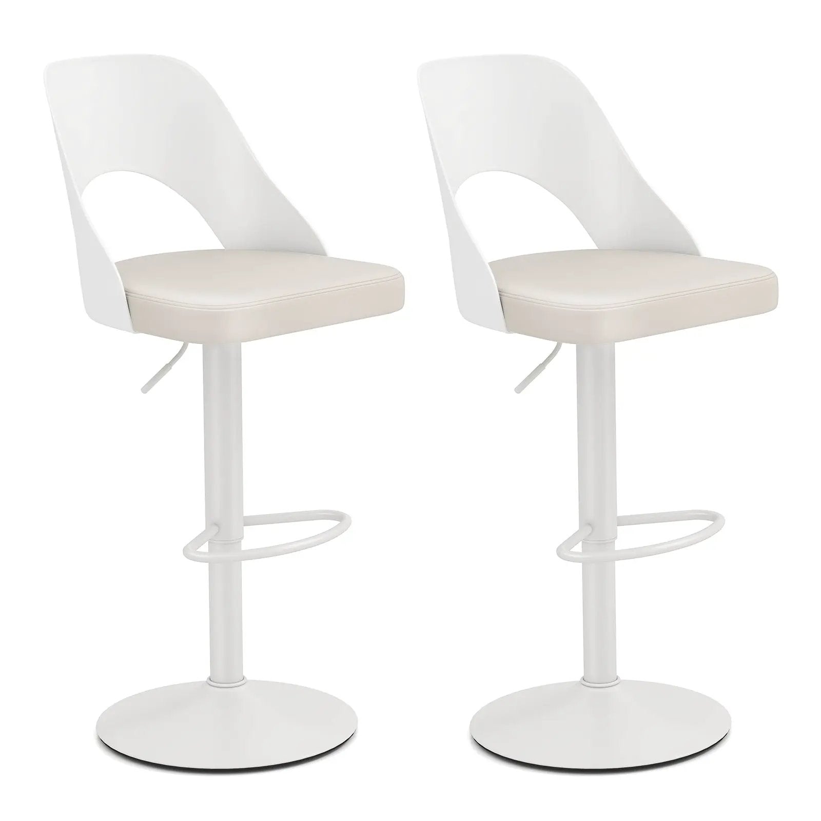 Bar Stools Set of 2 with Enlarged PU Leather Seat and Footrest by DirectDeals