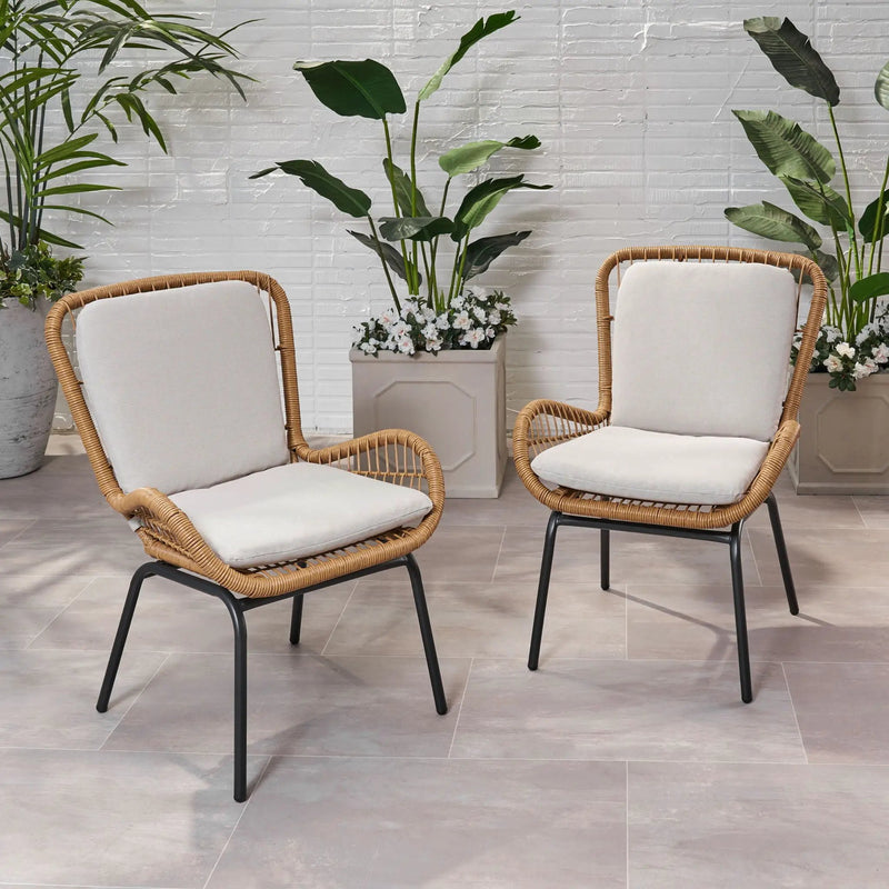 Outdoor Wicker Club Chair With Cushions (Set of 2) by HouseOfZazla