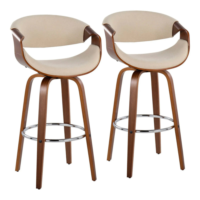 Curvini Mid - Century Modern Fixed Height Barstool With Swivel (Set of 2) by HouseOfZazla