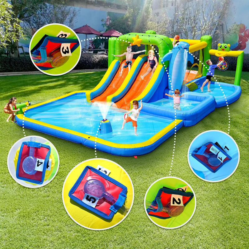 9-in-1 Inflatable Bounce House with Water Features for Kids by HouseOfZazla