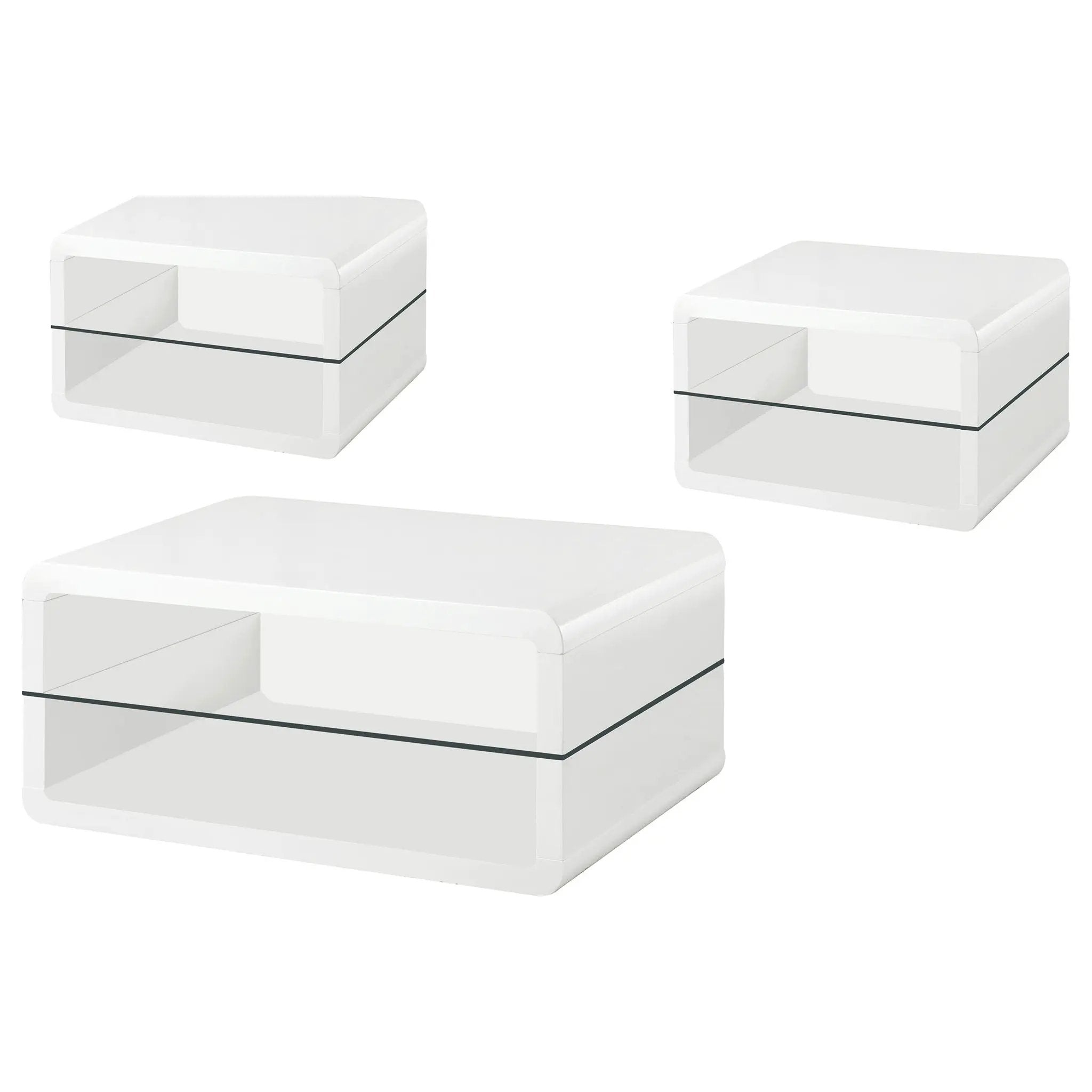 Elana 3-piece Coffee and End Table Set White High Gloss by Unique Piece Furniture