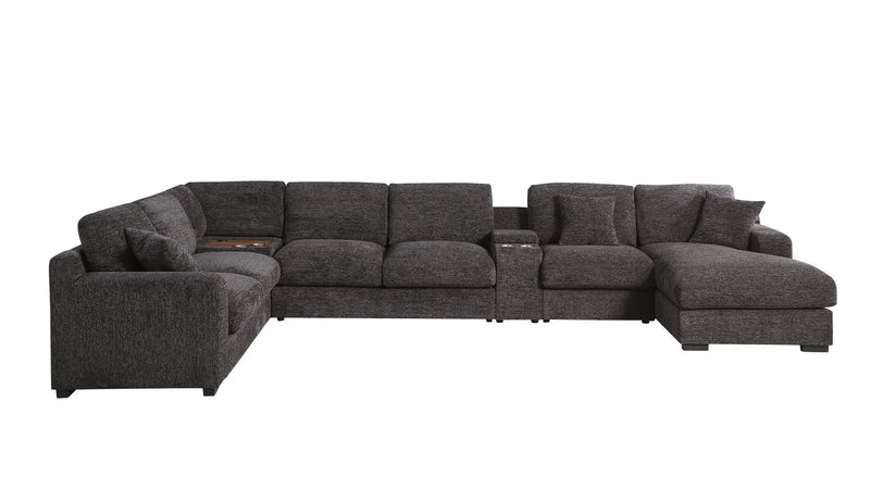 Celine - Corner Sectional Sofa With Right Facing Chaise, Cupholders, And Charging Ports - Gray by Unique Piece Furniture
