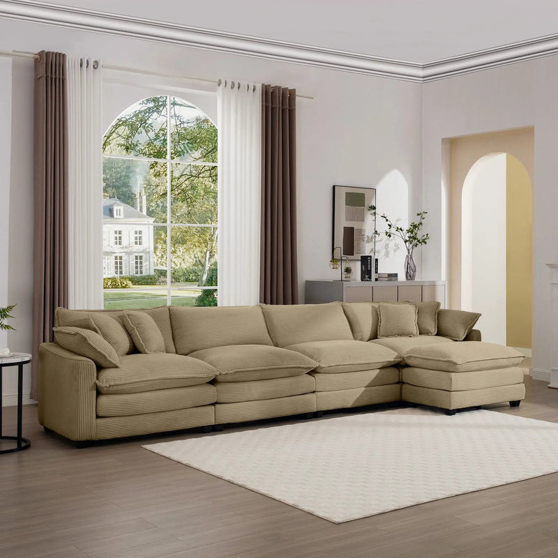 Modern Oversized Modular Cushion Sofa With Ottoman, Low Back, Deep Seating Sofa Set by Unique Piece Furniture