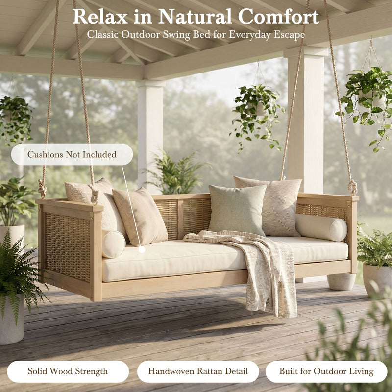 TOPMAX Outdoor Classic Solid Wood Twin Size Swing Bed by HouseOfZazla