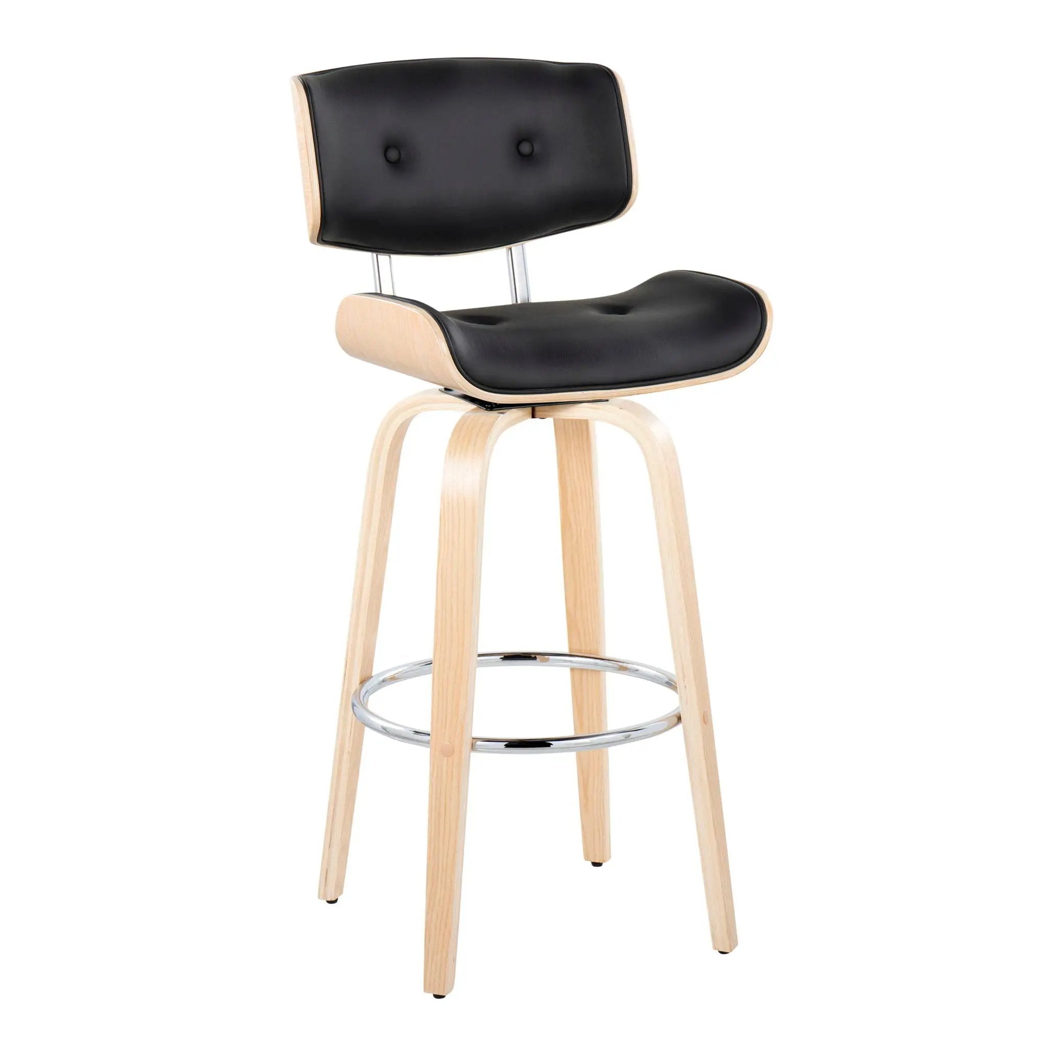 Lombardi - Mid Century Modern Fixed Height Barstool With Swivel With Round Footrest (Set of 2) by Unique Piece Furniture