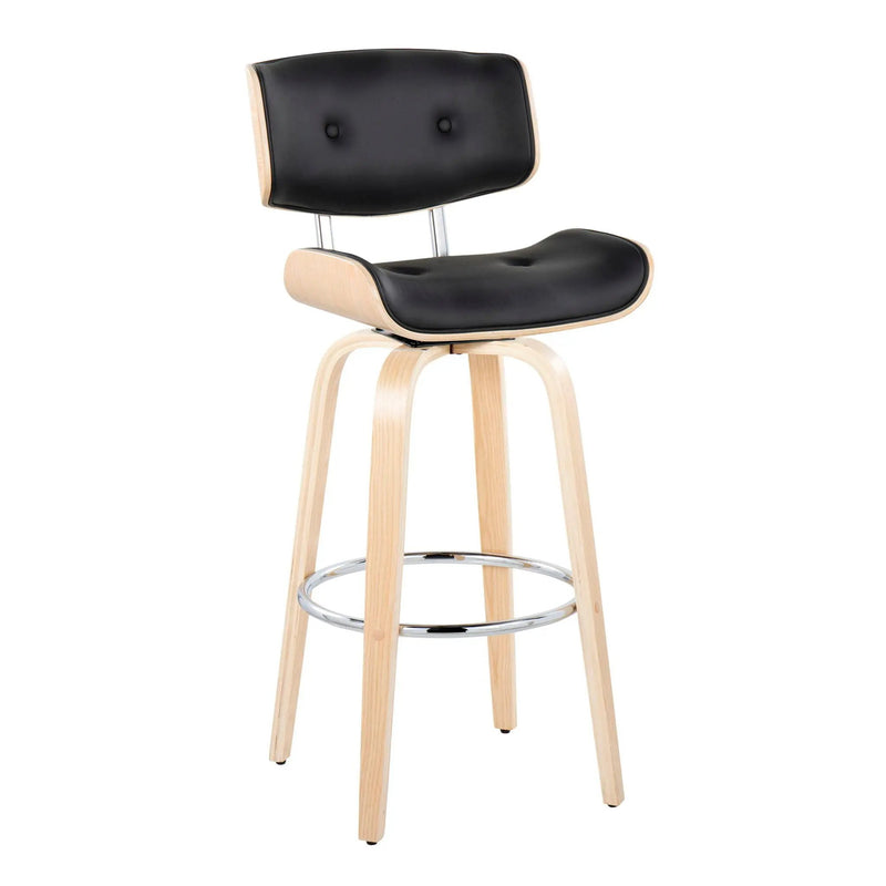 Lombardi - Mid Century Modern Fixed Height Barstool With Swivel With Round Footrest (Set of 2) by Unique Piece Furniture