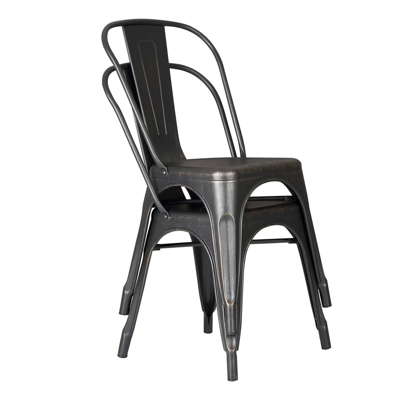 Set of 4 Stackable Metal Dining Chairs, Modern Industrial Slat Back by HouseOfZazla