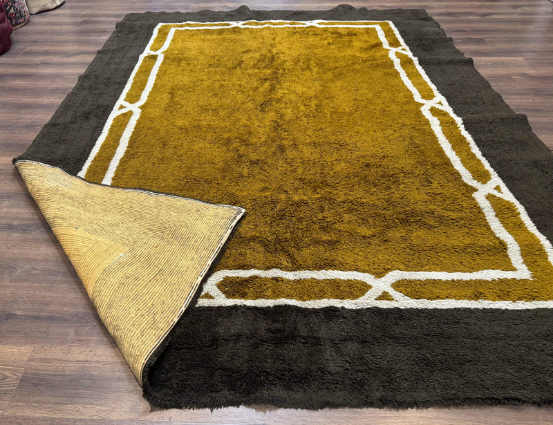Mid Century Shag Rug 8x11, Large Vintage Shag Rug, Open Field, European Shag Rug by Jewel Rugs